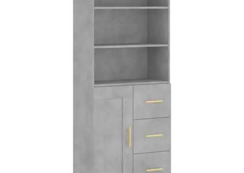 Dulap înalt, gri beton, 69,5x34x180, lemn compozit - 2/5