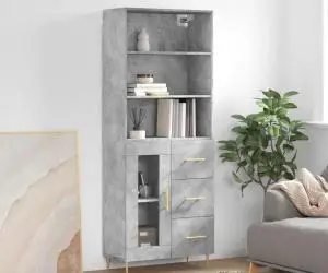 vidaXL Dulap înalt, gri beton, 69,5x34x180, lemn compozit
