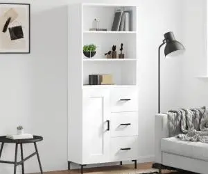 vidaXL Dulap înalt, alb, 69,5x34x180 cm, lemn compozit
