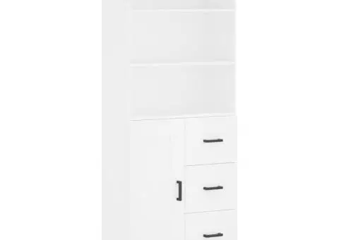 Dulap înalt, alb, 69,5x34x180 cm, lemn compozit - 2/5