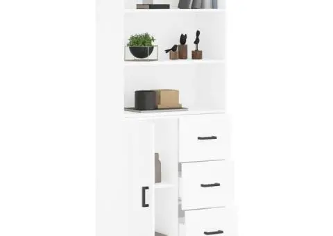 Dulap înalt, alb, 69,5x34x180 cm, lemn compozit - 3/5