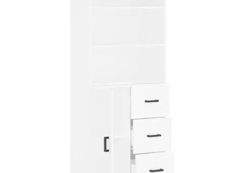 Dulap înalt, alb, 69,5x34x180 cm, lemn compozit - 4/5