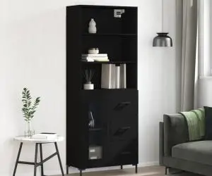 vidaXL Dulap înalt, negru, 69,5x34x180 cm, lemn compozit