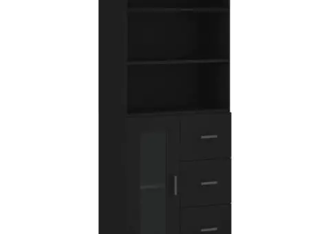 Dulap înalt, negru, 69,5x34x180 cm, lemn compozit - 2/5