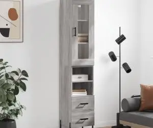 vidaXL Dulap înalt, gri sonoma, 34,5x34x180 cm, lemn prelucrat