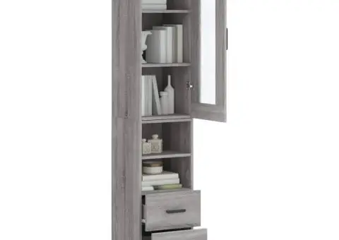 Dulap înalt, gri sonoma, 34,5x34x180 cm, lemn prelucrat - 3/5