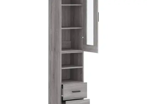 Dulap înalt, gri sonoma, 34,5x34x180 cm, lemn prelucrat - 4/5