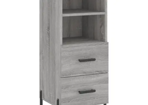 Dulap înalt, gri sonoma, 34,5x34x180 cm, lemn prelucrat - 5/5