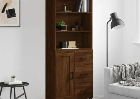 Dulap înalt, stejar maro, 69,5x34x180 cm, lemn compozit - 1/5