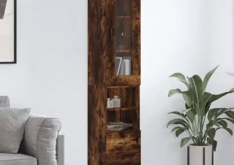 Dulap înalt, stejar fumuriu, 34,5x34x180 cm, lemn prelucrat - 1/5