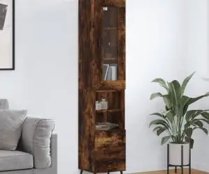 vidaXL Dulap înalt, stejar fumuriu, 34,5x34x180 cm, lemn prelucrat