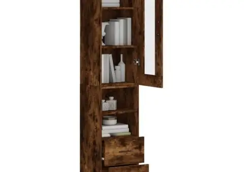 Dulap înalt, stejar fumuriu, 34,5x34x180 cm, lemn prelucrat - 3/5