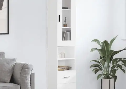 Dulap înalt, alb, 34,5x34x180 cm, lemn prelucrat - 1/5