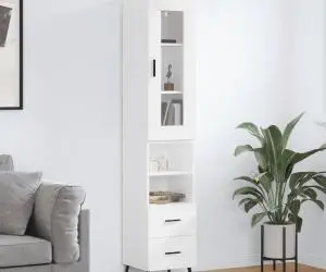 vidaXL Dulap înalt, alb, 34,5x34x180 cm, lemn prelucrat