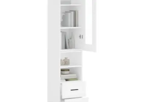 Dulap înalt, alb, 34,5x34x180 cm, lemn prelucrat - 3/5