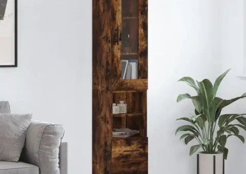 Dulap înalt, stejar fumuriu, 34,5x34x180 cm, lemn prelucrat - 1/5