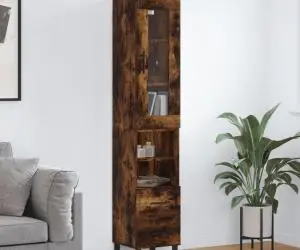 vidaXL Dulap înalt, stejar fumuriu, 34,5x34x180 cm, lemn prelucrat