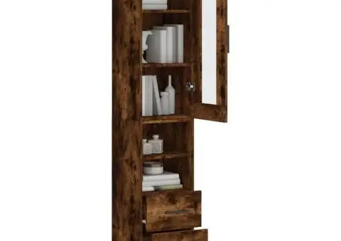 Dulap înalt, stejar fumuriu, 34,5x34x180 cm, lemn prelucrat - 3/5