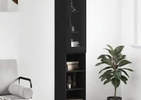 Dulap înalt, negru, 34,5x34x180 cm, lemn prelucrat - 1/5