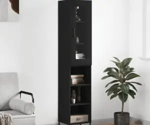 vidaXL Dulap înalt, negru, 34,5x34x180 cm, lemn prelucrat