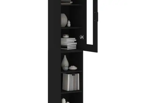 Dulap înalt, negru, 34,5x34x180 cm, lemn prelucrat - 3/5