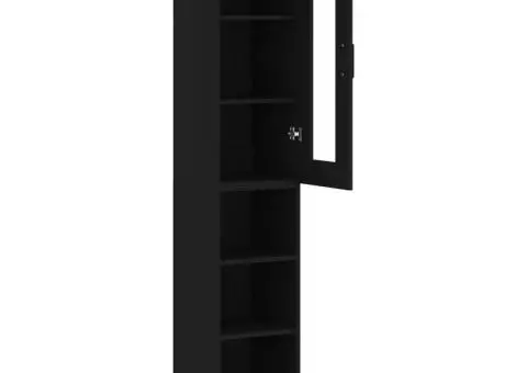 Dulap înalt, negru, 34,5x34x180 cm, lemn prelucrat - 4/5