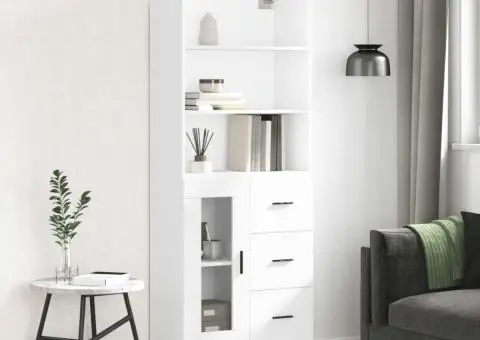 Dulap înalt, alb, 69,5x34x180 cm, lemn compozit - 1/5