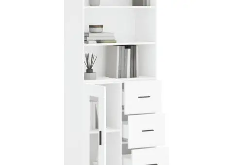 Dulap înalt, alb, 69,5x34x180 cm, lemn compozit - 3/5