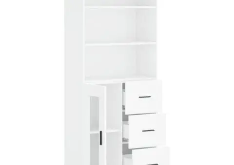 Dulap înalt, alb, 69,5x34x180 cm, lemn compozit - 4/5