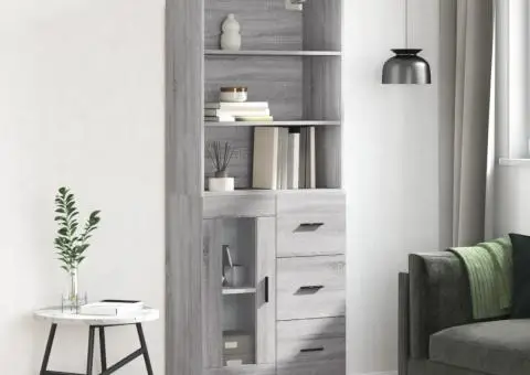 Dulap înalt, gri sonoma, 69,5x34x180 cm, lemn compozit - 1/5