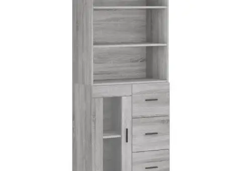 Dulap înalt, gri sonoma, 69,5x34x180 cm, lemn compozit - 2/5