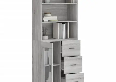 Dulap înalt, gri sonoma, 69,5x34x180 cm, lemn compozit - 3/5