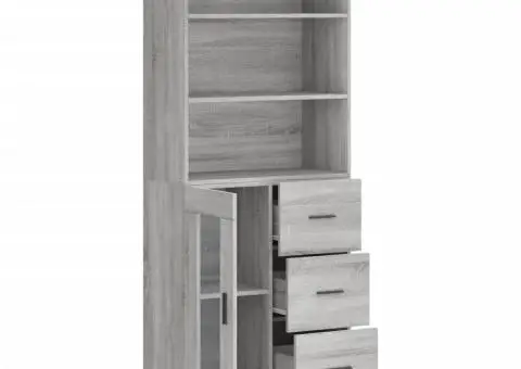 Dulap înalt, gri sonoma, 69,5x34x180 cm, lemn compozit - 4/5