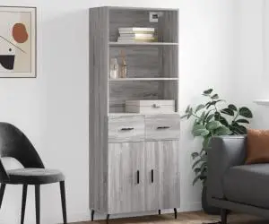 vidaXL Dulap înalt, gri sonoma, 69,5x34x180 cm, lemn compozit