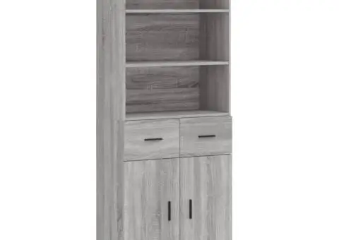 Dulap înalt, gri sonoma, 69,5x34x180 cm, lemn compozit - 2/5