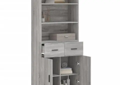 Dulap înalt, gri sonoma, 69,5x34x180 cm, lemn compozit - 3/5