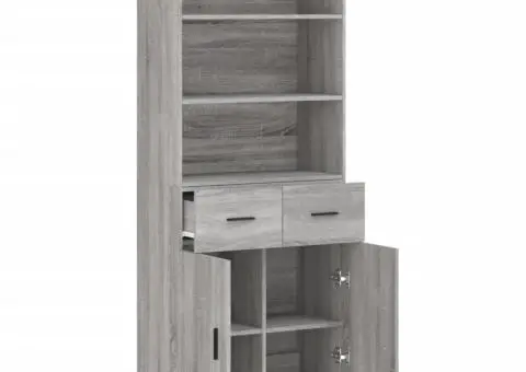 Dulap înalt, gri sonoma, 69,5x34x180 cm, lemn compozit - 4/5