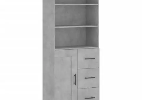 Dulap înalt, gri beton, 69,5x34x180, lemn compozit - 2/5