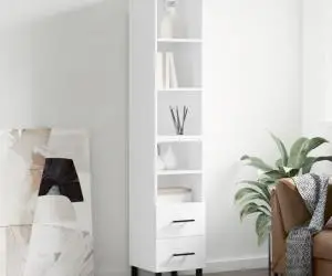 vidaXL Dulap înalt, alb extralucios, 34,5x34x180 cm, lemn prelucrat