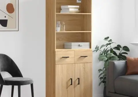 Dulap înalt, stejar sonoma, 69,5x34x180 cm, lemn compozit - 1/5