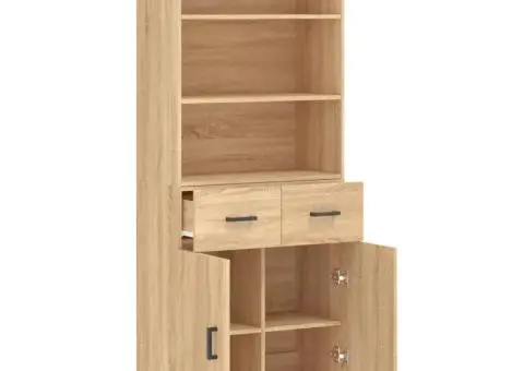 Dulap înalt, stejar sonoma, 69,5x34x180 cm, lemn compozit - 4/5