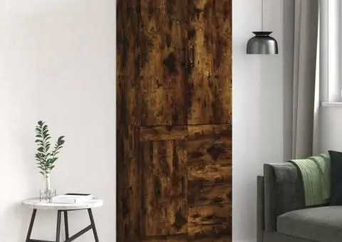 Dulap înalt, stejar fumuriu, 69,5x34x180, lemn compozit - 1/5