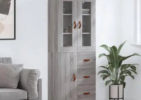 Dulap înalt, gri sonoma, 69,5x34x180 cm, lemn compozit - 1/5