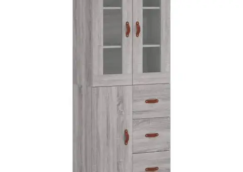 Dulap înalt, gri sonoma, 69,5x34x180 cm, lemn compozit - 2/5