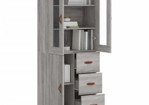 Dulap înalt, gri sonoma, 69,5x34x180 cm, lemn compozit - 3/5