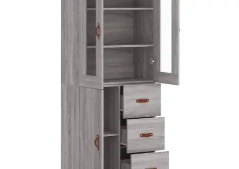 Dulap înalt, gri sonoma, 69,5x34x180 cm, lemn compozit - 4/5