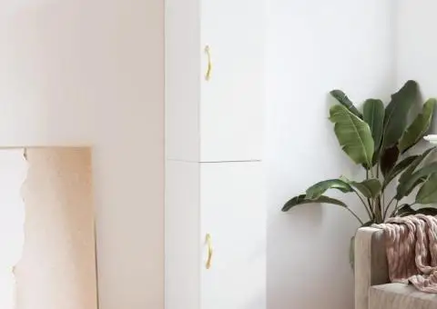 Dulap înalt, alb, 34,5x34x180 cm, lemn prelucrat - 1/5