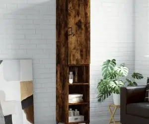 vidaXL Dulap înalt, stejar fumuriu, 34,5x34x180 cm, lemn prelucrat