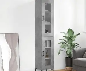 vidaXL Dulap înalt, gri beton, 34,5x34x180 cm, lemn prelucrat