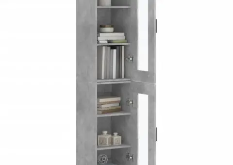 Dulap înalt, gri beton, 34,5x34x180 cm, lemn prelucrat - 3/5